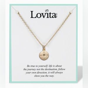 •NIP•LOVITA Never Lost Gold Tone Petite Compass Charm Necklace